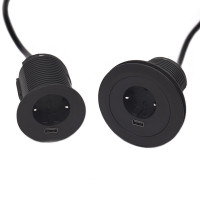 Врезной модуль Versatag на 1 розетку + 1 USB 5V черный (кабель 2 м)