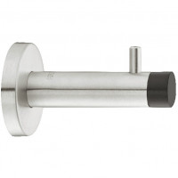 Амортизатор настінний дверний з гардеробним гачком нержавіюча сталь