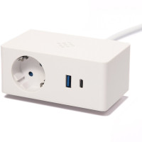 Розеточный блок с беспроводной зарядкой VersaQ на 1 розетку + 2 USB 5V (2 порта A+C) белый