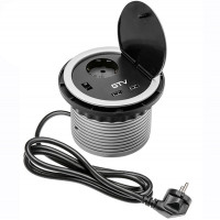 Выдвижной блок на 1 розетку + 2 USB Schuco серебристый