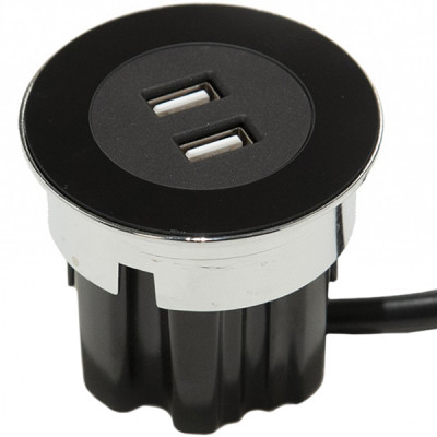 Встраиваемый USB-порт Versadot 2хUSB 5V черная (кабель 2 м)