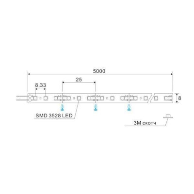 Гнучка світлодіодна стрічка SMD-3528/120 LEDs 6500 К
