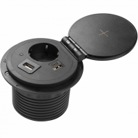 Подовжувач CHARGER PLUS 1 розетка SCHUKO + USB A+C (змінні USB, RJ45, HDMI) кабель 1,5 м чорний