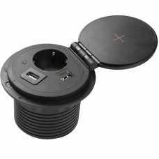 Удлинитель CHARGER PLUS 1 розетка SCHUKO + USB A+C (сменные USB, RJ45, HDMI) провод 1,5 м черный