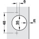 Петля Duomatic Standart 165° накладная под шуруп схема 48/6 мм