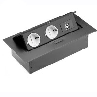 Розеточный блок на 2 розетки + 2 USB Schuco черный
