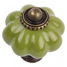 Ручка-кнопка Corisande античная бронза/темно-оливковый d34 мм