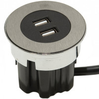 Встраиваемый USB-порт Versadot 2хUSB 5V нержавеющая сталь (кабель 2 м)