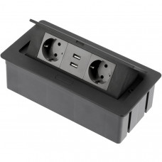 Подовжувач врізний Soft на 2 розетки + 2 USB Schucko чорний