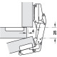 Завіса Duomatic напівнакладна для корпусів з висувними ящиками та полицями 165° схема 45/9,5 мм