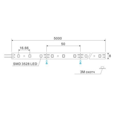 Гнучка світлодіодна стрічка SMD-3528/60 LEDs 6500 К IP65