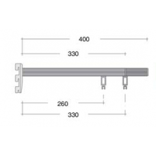 Консоль прямоугольная с креплением для трубы L=400 мм для двойной опоры центральная