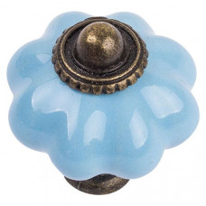 Ручка-кнопка Corisande антична бронза/блакитний d34 мм