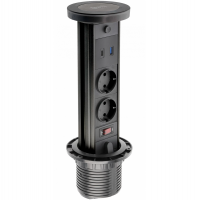 Удлинитель CAMINO 100 мм 2 розетки SCHUKO + USB A+C WC 10W провод 1,5 м черный