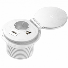 Подовжувач CHARGER PLUS 1 розетка SCHUKO + USB A+C (змінні USB, RJ45, HDMI) кабель 1,5 м білий