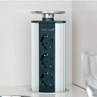 Выдвижной блок на 3 розетки врезной Schucko нержавеющая сталь