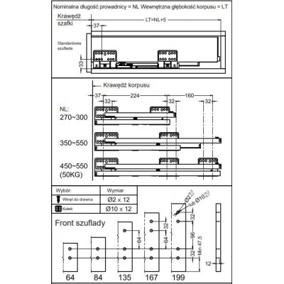 Висувний ящик Matrix S Slim 2.0 з дотягом H=199 мм, L=400 мм, 35 кг сірий