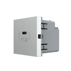 Механизм розетка USB type C с блоком питания 45W серый