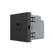 Механизм розетка USB type C с блоком питания 45W черный