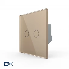 Розумний сенсорний Wi-Fi вимикач 2 сенсора золотий скло
