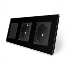 Сенсорный выключатель Sense 2 сенсора 2 розетки черный стекло