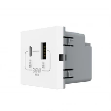 Механизм розетка USB-A и USB-C 36W белый