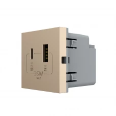 Механизм розетка USB-A и USB-C 36W золотой
