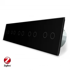 Умный сенсорный ZigBee выключатель 10 сенсоров (2-2-2-2-2) черный стекло