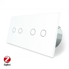 Умный сенсорный ZigBee выключатель 4 сенсора (2-2) белый стекло