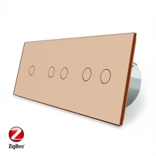 Розумний сенсорний ZigBee вимикач 5 сенсорів (1-2-2) золото скло