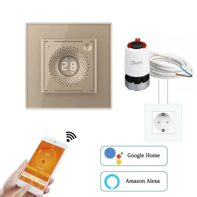 Умный ZigBee термометр-гигрометр для дистанционного управления гребенкой с сервоприводом золотое стекло