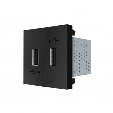 Механізм подвійна розетка USB з блоком живлення чорний