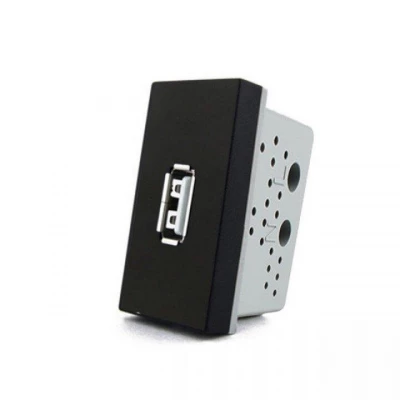 Механизм розетка USB с блоком питания черный
