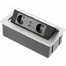 Подовжувач врізний Soft на 2 розетки + 2 USB Schucko алюміній