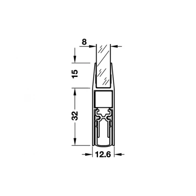 Ущільнювач для скляних дверей 8 мм односторонній L=1083 мм