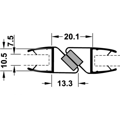 Магнитный уплотнитель для стеклянной двери 180° L=2000 мм