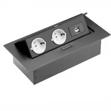 Розетковий блок на 2 розетки + 2 USB Schuco чорний