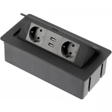 Подовжувач врізний Soft на 2 розетки + 2 USB Schucko чорний