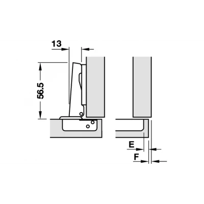 Завіса Metallamat A для накладних дверей до 35 мм 92°