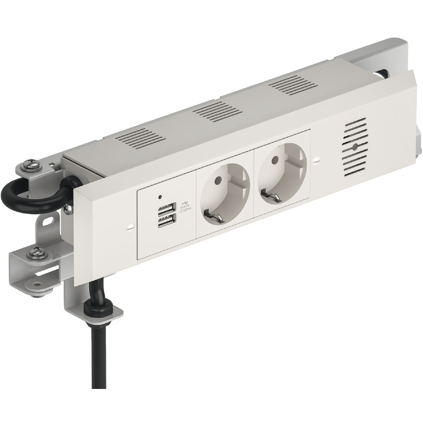 Розетка в выдвижной ящик на 2 разъема Schucko + 2 USB 5 V/1,5 A белая ...